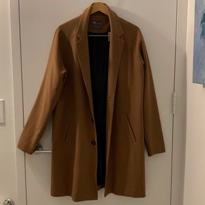 ASOS long tan coat with pockets. Size Large - excellent condition, worn once